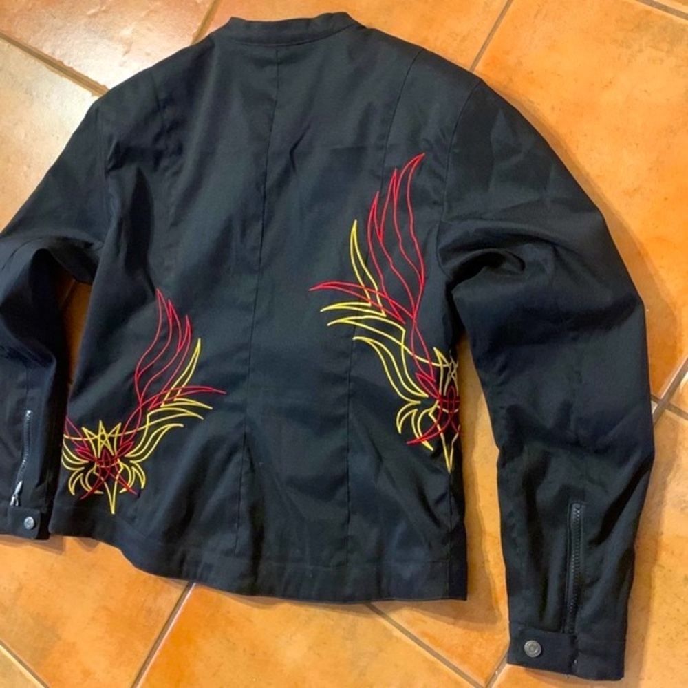 Harley Davidson Jacket w Pin Striping Master Motorcycle riding fun low collar